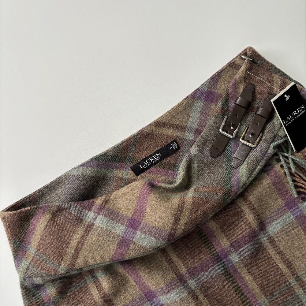 Lauren Ralph Lauren Plaid Wool Mini Skirt in Brown, Green & Purple - Picture 2 of 4